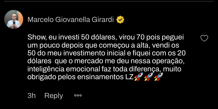 Print de depoimento de aluno da LZ Academy