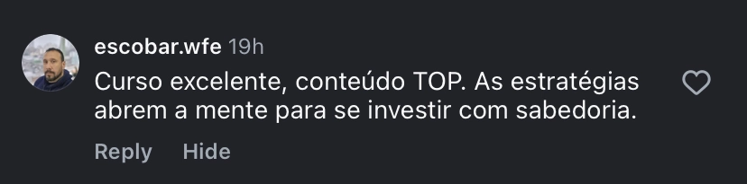 Print de depoimento de aluno da LZ Academy