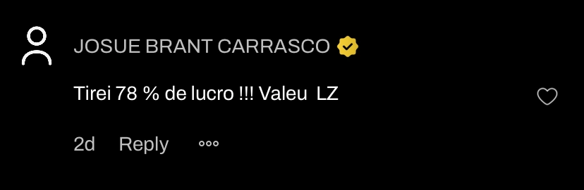 Print de depoimento de aluno da LZ Academy