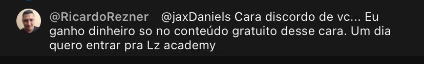Print de depoimento de aluno da LZ Academy