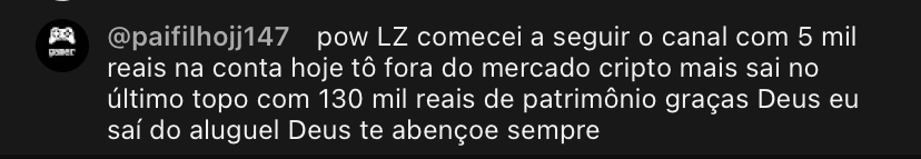 Print de depoimento de aluno da LZ Academy