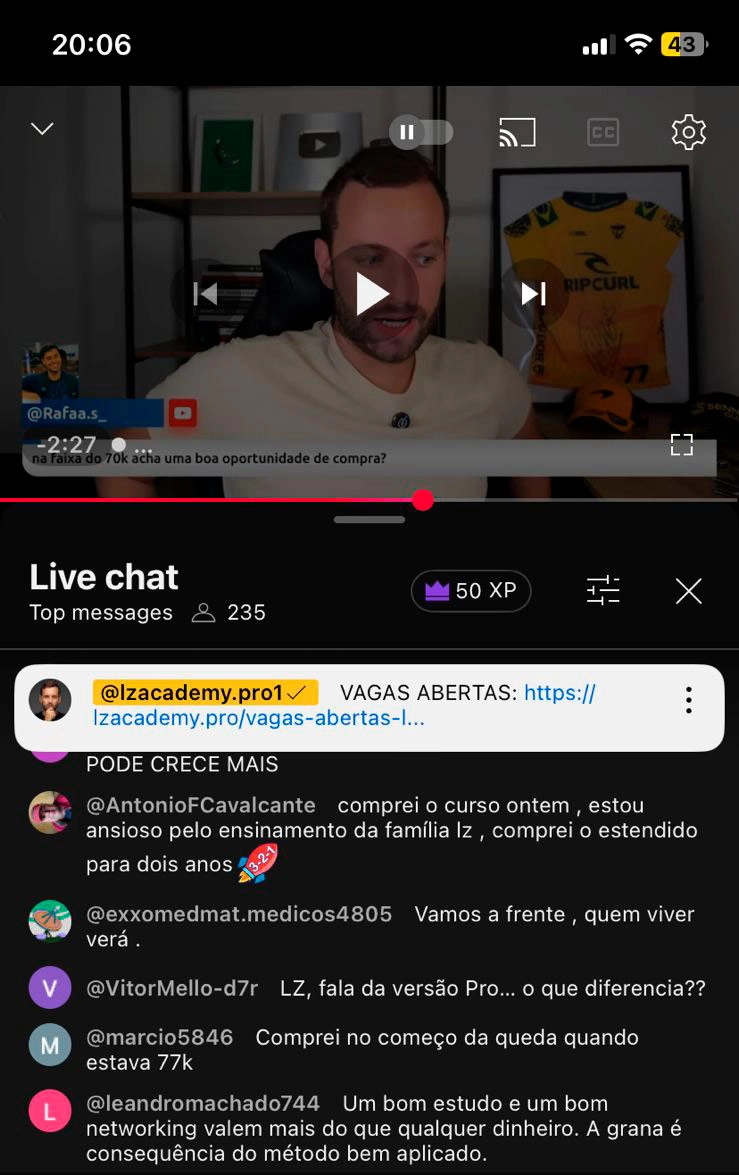 Print de depoimento de aluno da LZ Academy