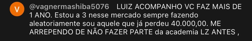 Print de depoimento de aluno da LZ Academy