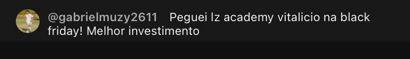 Print de depoimento de aluno da LZ Academy