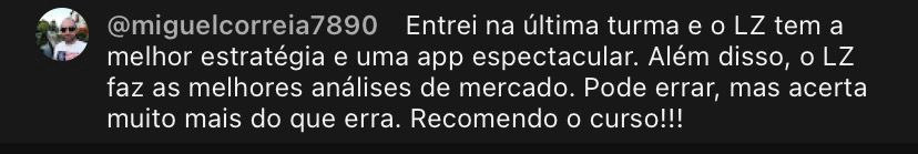 Print de depoimento de aluno da LZ Academy