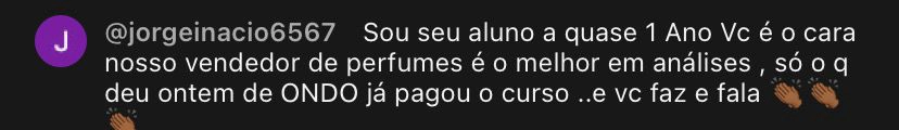 Print de depoimento de aluno da LZ Academy